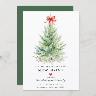 Faire-part Watercolor Christmas Tree New Home Card