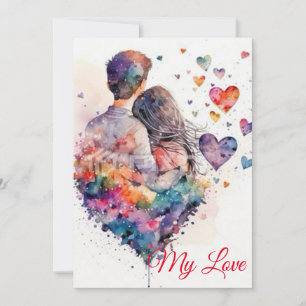 Faire-part Watercolor Hearts : Annonce de votre grande nouvel