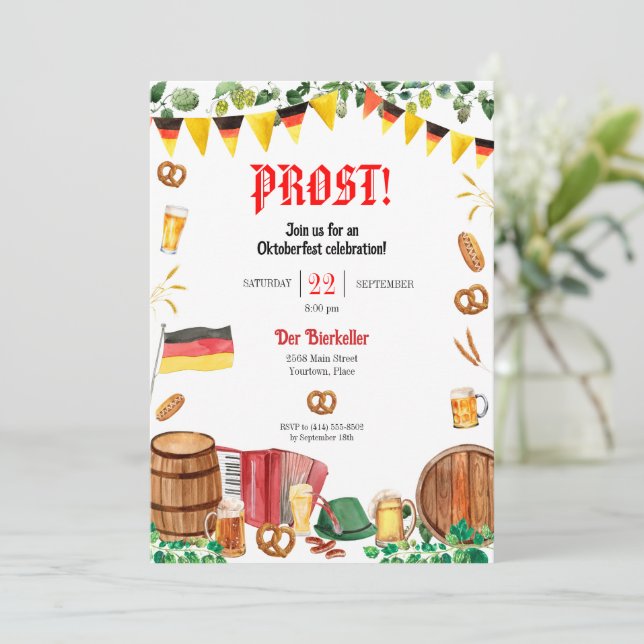 Faire-part Watercolor Oktoberfest (Debout devant)