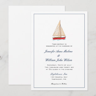 Faire-part Watercolor Sailboat Autical wedding ninvite