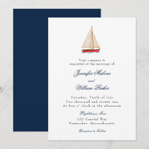 Faire-part Watercolor Sailboat Autical wedding ninvite