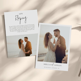 Faire-part We Eloped Modern Minimalist Photo Wedding 