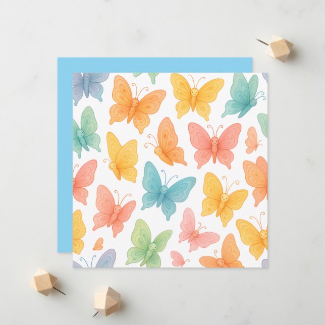 Faire-part "Whimsical Butterflies" (Devant/Arrière en situation)