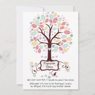Faire-part Whimsical mignon Fleur Coeur Fleur Arbre Bébé Phot