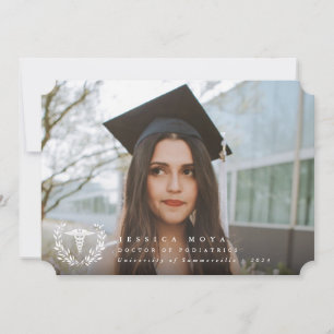 Faire-part White Caduceus Médicale School 2 - Diplôme photo