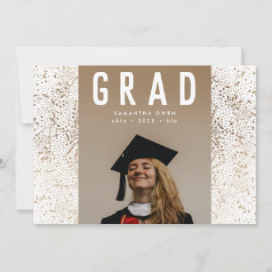 Faire-part White Modern Gold Foil Botanical Grad Photo