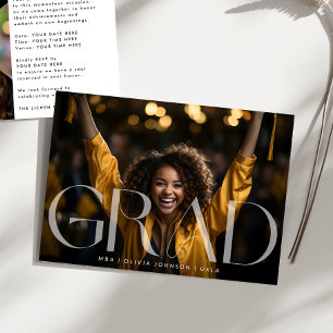 Faire-part White Transparent Modern Photo Graduation Party