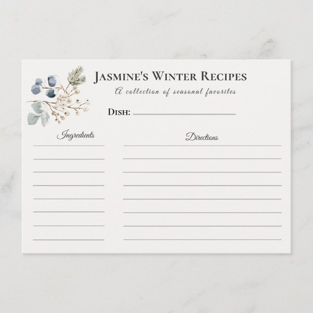 Faire-part Winter Recipe Card – Kitchen Stationery (Devant)