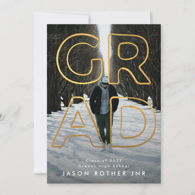 Faire-part YELLOW GOLD LINE HOLLOW GRAD Photo contemporaine (Devant)