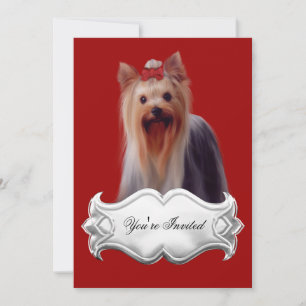 Faire-part Yorkshire terrier chiot chiens Rouge