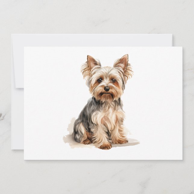 Faire-part Yorkshire Terrier imprimé aquarelle Yorkie art chi (Devant)