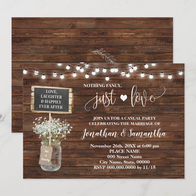 Faire Simple Juste Mariage Intime Invitation Occid (Devant / Derrière)