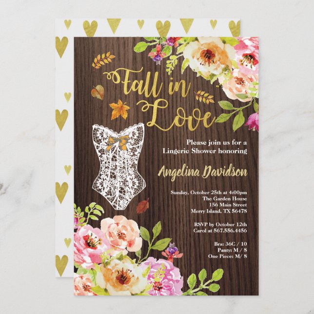 Faire tomber lingerie invitation de douche. Rustiq (Devant / Derrière)