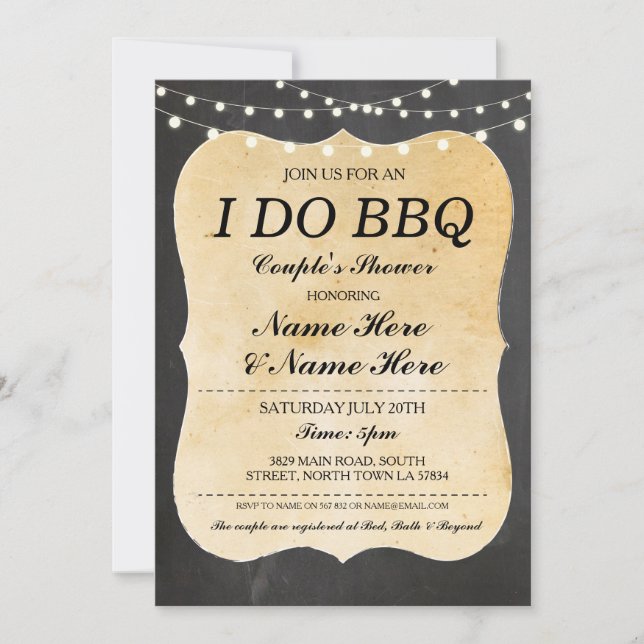 Faire un BBQ Fête de Couple Rustique Invitation en (Devant)