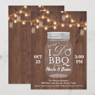 Fairepart de barbeque rustique 'I DO' dans un pot 