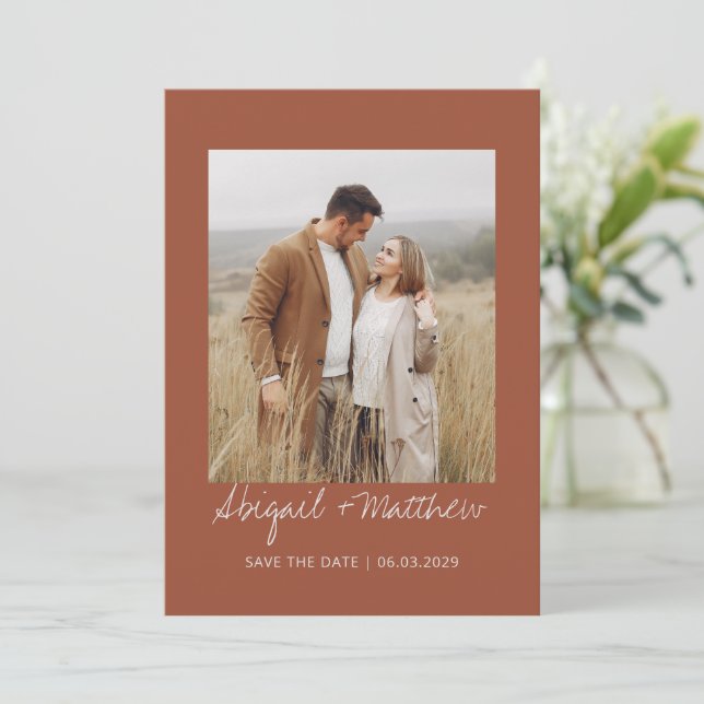 Fairepart de date de sauvegarde photo manuscrite s (Debout devant)