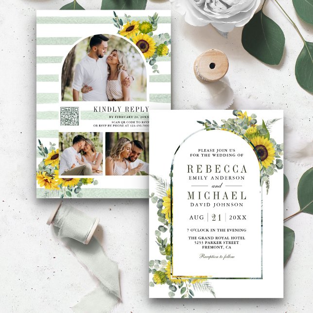 Fairepart de mariage avec code QR en forme d'arche (Créateur téléchargé)