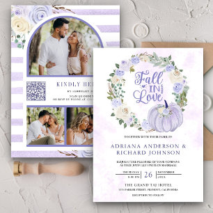 Fairepart de mariage code QR Roses Lavande Citroui