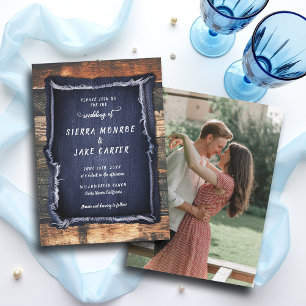 Fairepart de Mariage Country Cowboy en Denim Rusti