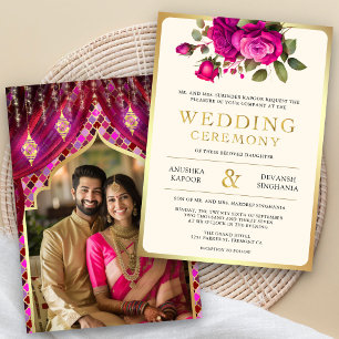 Fairepart de mariage indien hindou floral or magen