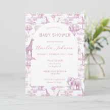Fairepart de Naissance Safari Rose Baby Shower Ani