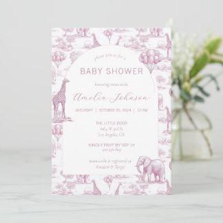 Fairepart de Naissance Safari Rose Baby Shower Ani