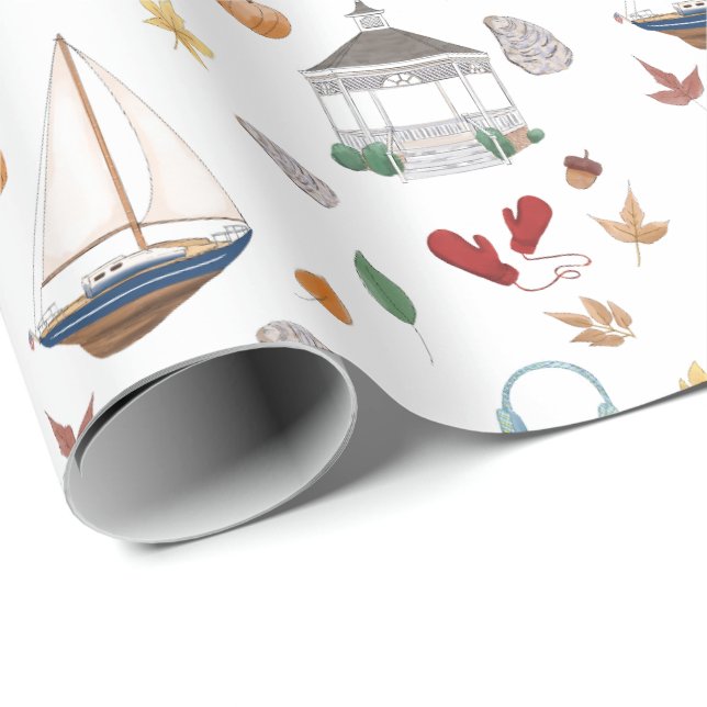 Fairfield Connecticut Autumn in New England Wrapping Paper (Roll Corner)