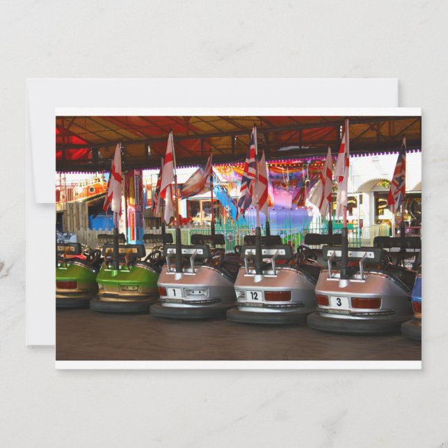Fairground Dodgem Bumper Car Invitations (Front)