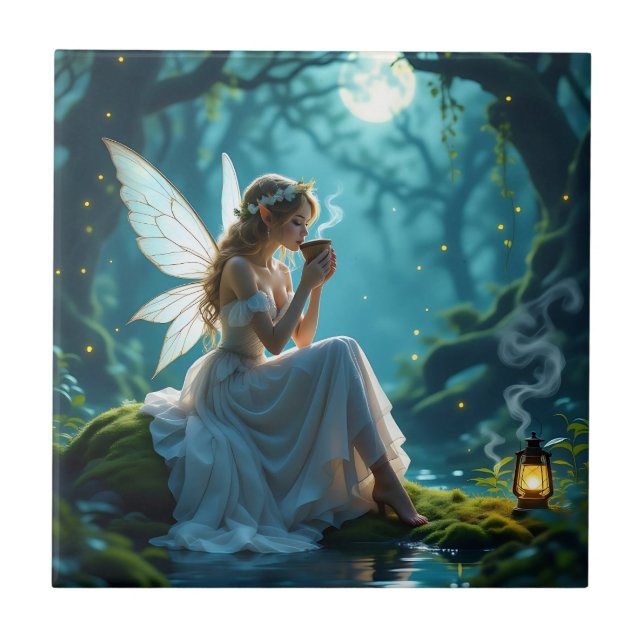 Fairies and Coffee Enchanted Forest Tile (Front)