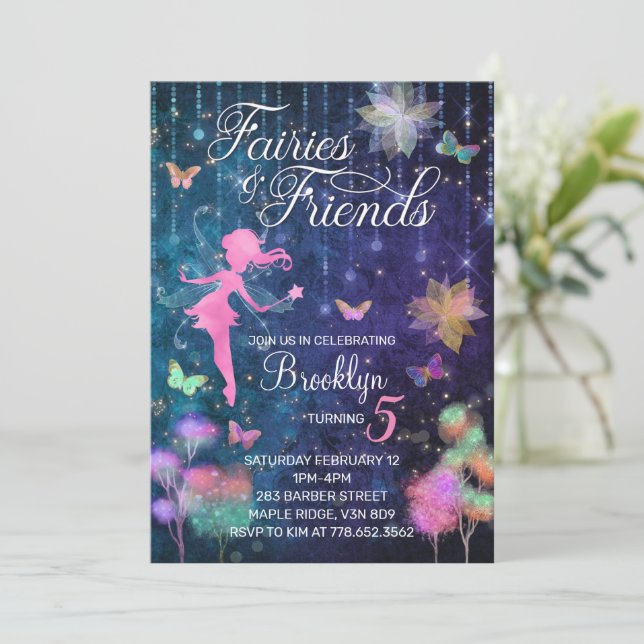 Fairies and Friends Birthday Invitation (Standing Front)