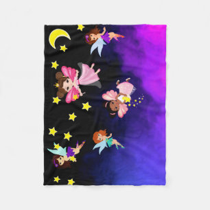 Fairies and stars fleece blanket