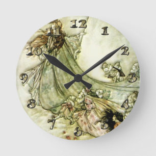 Fairies Away - Arthur Rackham Round Clock