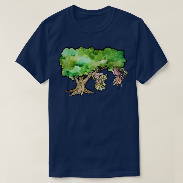 Fairies By A Tree Nature Lovers Fairy Art earthT-S T-Shirt (Design Front)