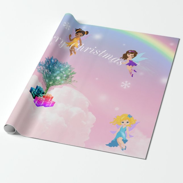 Fairies Christmas Wrapping Paper (Unrolled)