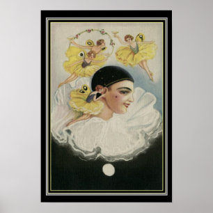 " Fairies Dancing Around Pierrot" Art Deco Print