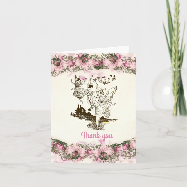 Fairies Dancing Vintage Flowers     Card (Front)