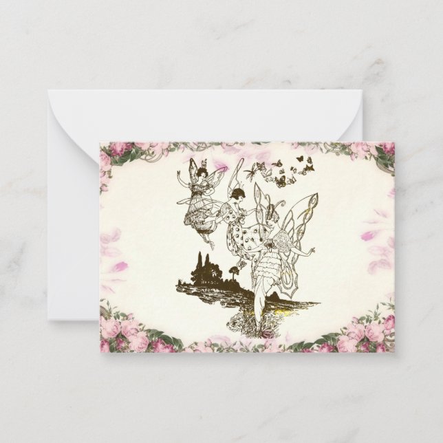 Fairies Dancing Vintage Flowers     Card (Front)