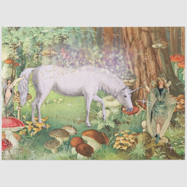 Fairies Enchanted Forest Woods Unicorn Decoupage T Tissue Paper (Front)