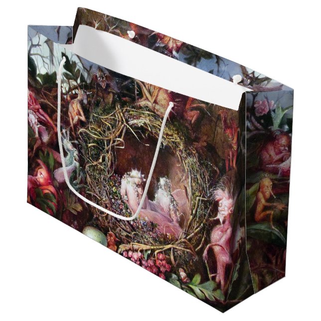 Fairies in a Birds Nest, John Anster Fitzgerald La Large Gift Bag (Front Angled)