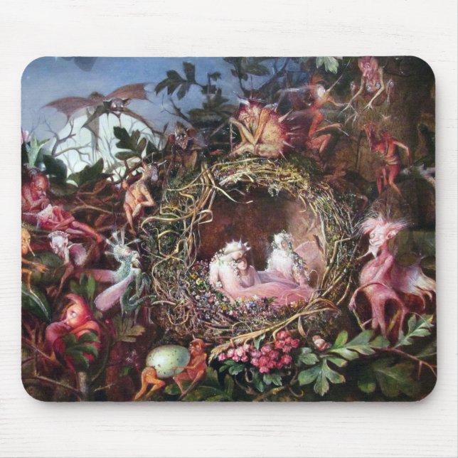 Fairies in a Birds Nest, John Anster Fitzgerald Mouse Pad (Front)