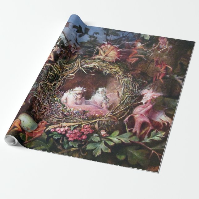 Fairies in a Birds Nest, John Anster Fitzgerald Wrapping Paper (Unrolled)