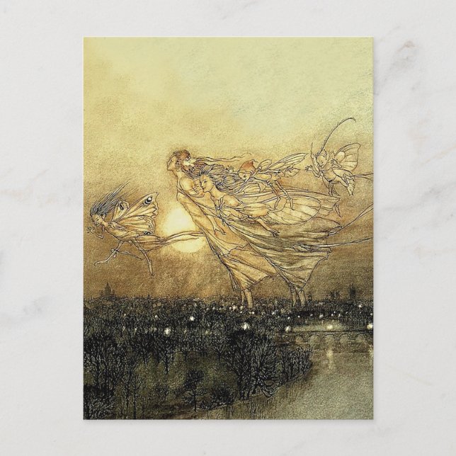 “Fairies in Kensington Gardens” by Arthur Rackham Postcard (Front)