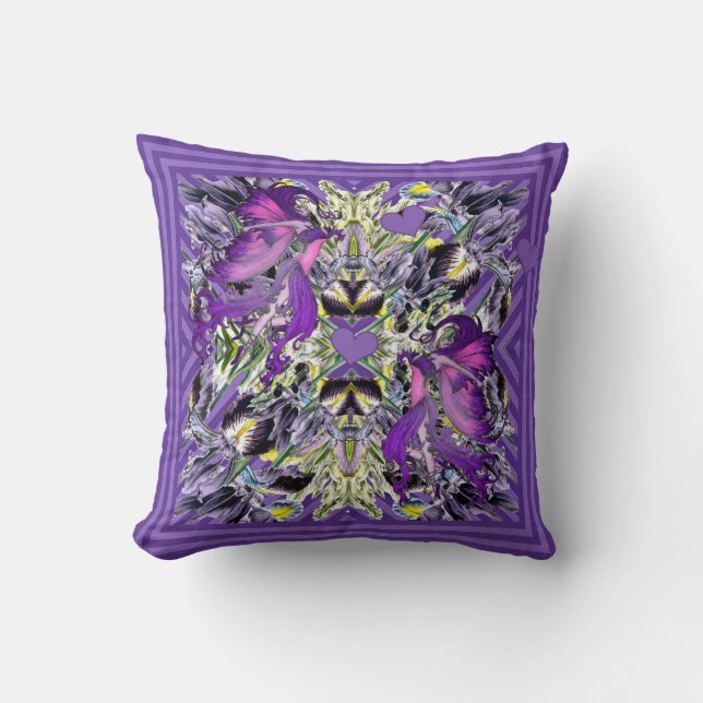 Fairies in the Iris patch Throw Pillow (Front)