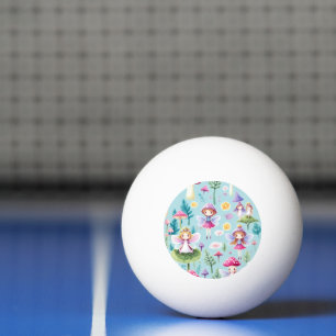 Fairies ,leaves and mushrooms land  ping pong ball