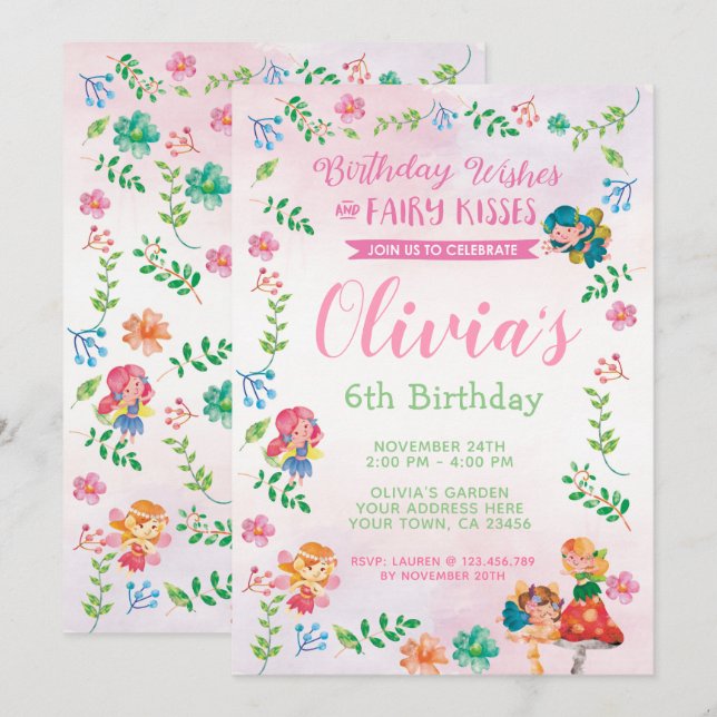 Fairies, Magical Birthday Invitation (Front/Back)