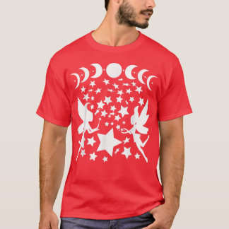 Fairies Moon Phases Stars Silhouette Fantasy T-Shirt
