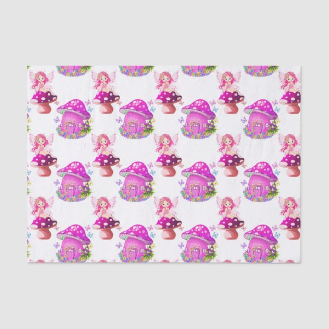 Fairies mushrooms party pattern tissue paper (Front)