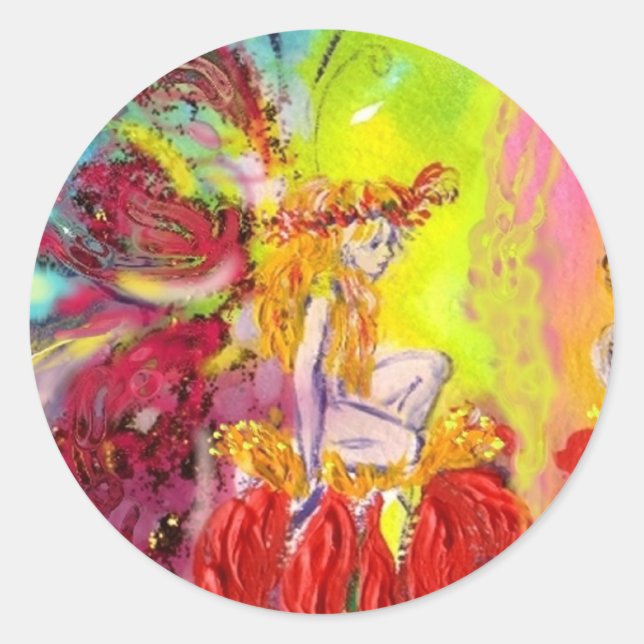 FAIRIES OF DAWN / FLOWER FAIRY Fantasy Classic Round Sticker (Front)