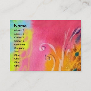 FAIRIES OF DAWN / MAGIC SPARKLES IN FUCHSIA GOLD BUSINESS CARD