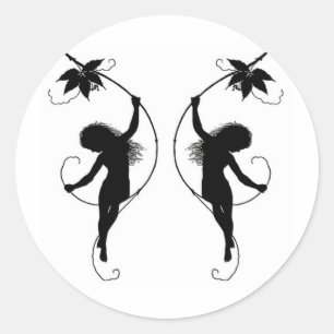 Fairies on Vine Classic Round Sticker